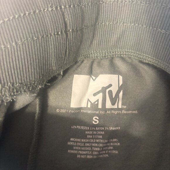 MTV Logo Graphic Jogger Pants - Lounge Sweat Pants, Green Women Size Small NWT - Picture 2 of 6